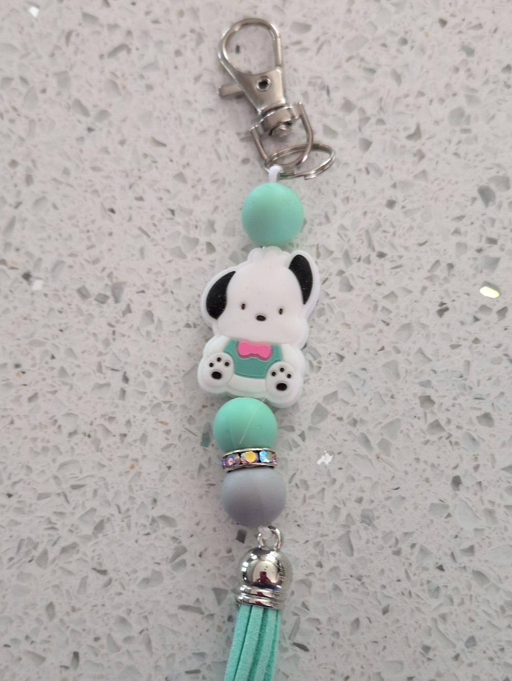Dog Silicone Bead Keychain with Tassel